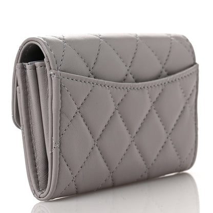 Chanel Lambskin Quilted Flap Card Holder Wallet Grey 3 of 11