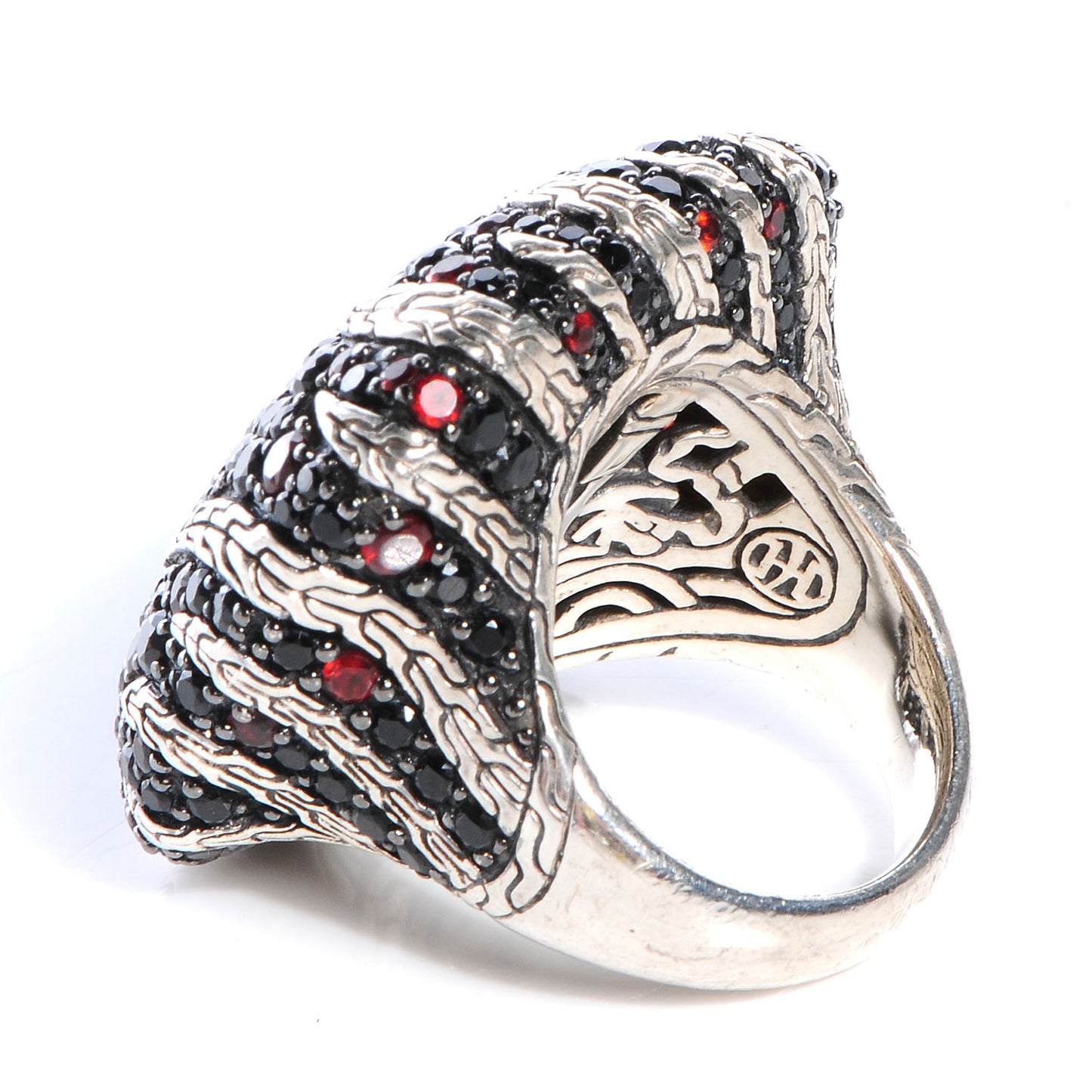 Sterling Silver Garnet Black Spinel Palu Macan Square Ring 6
