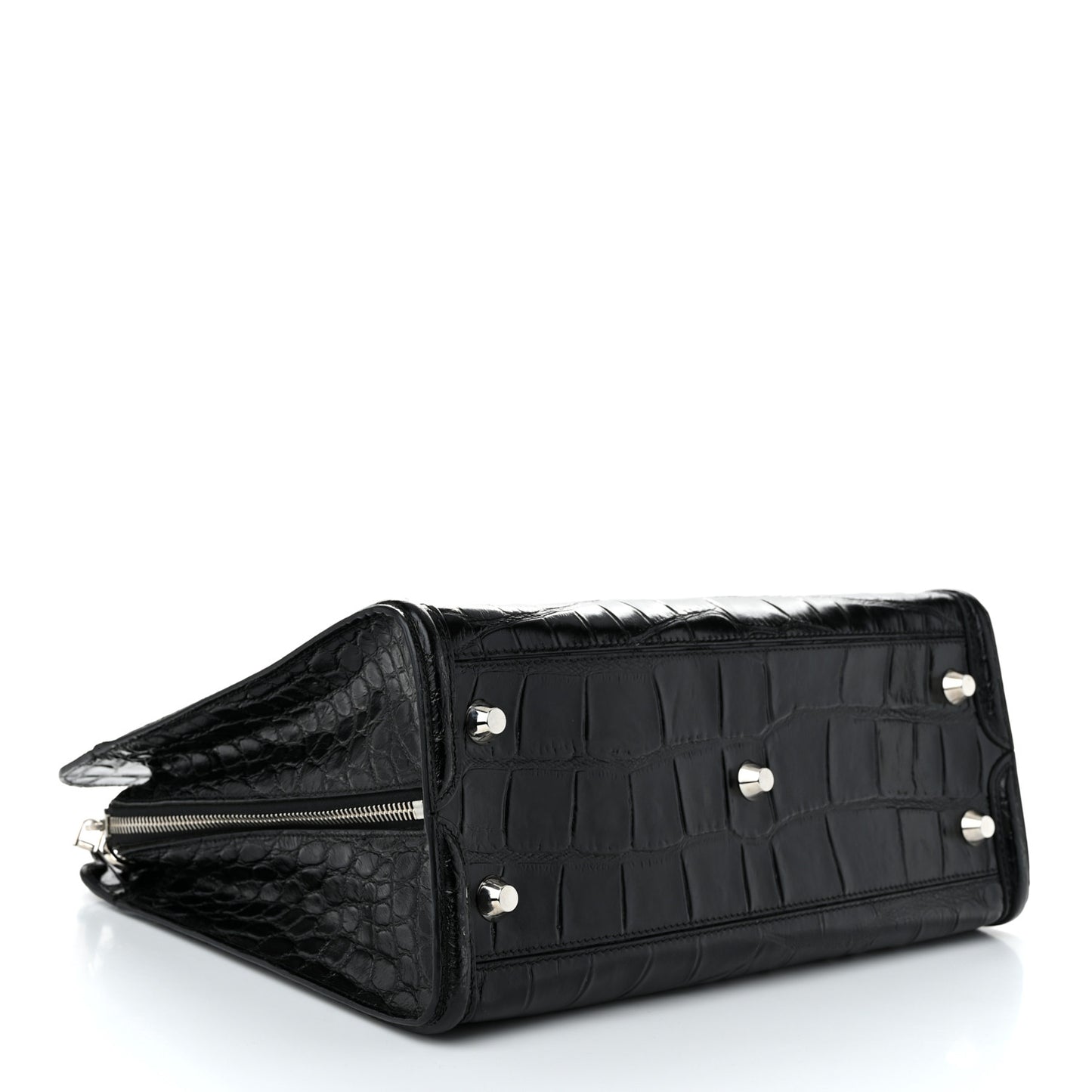 Calfskin Crocodile Embossed Tote Black