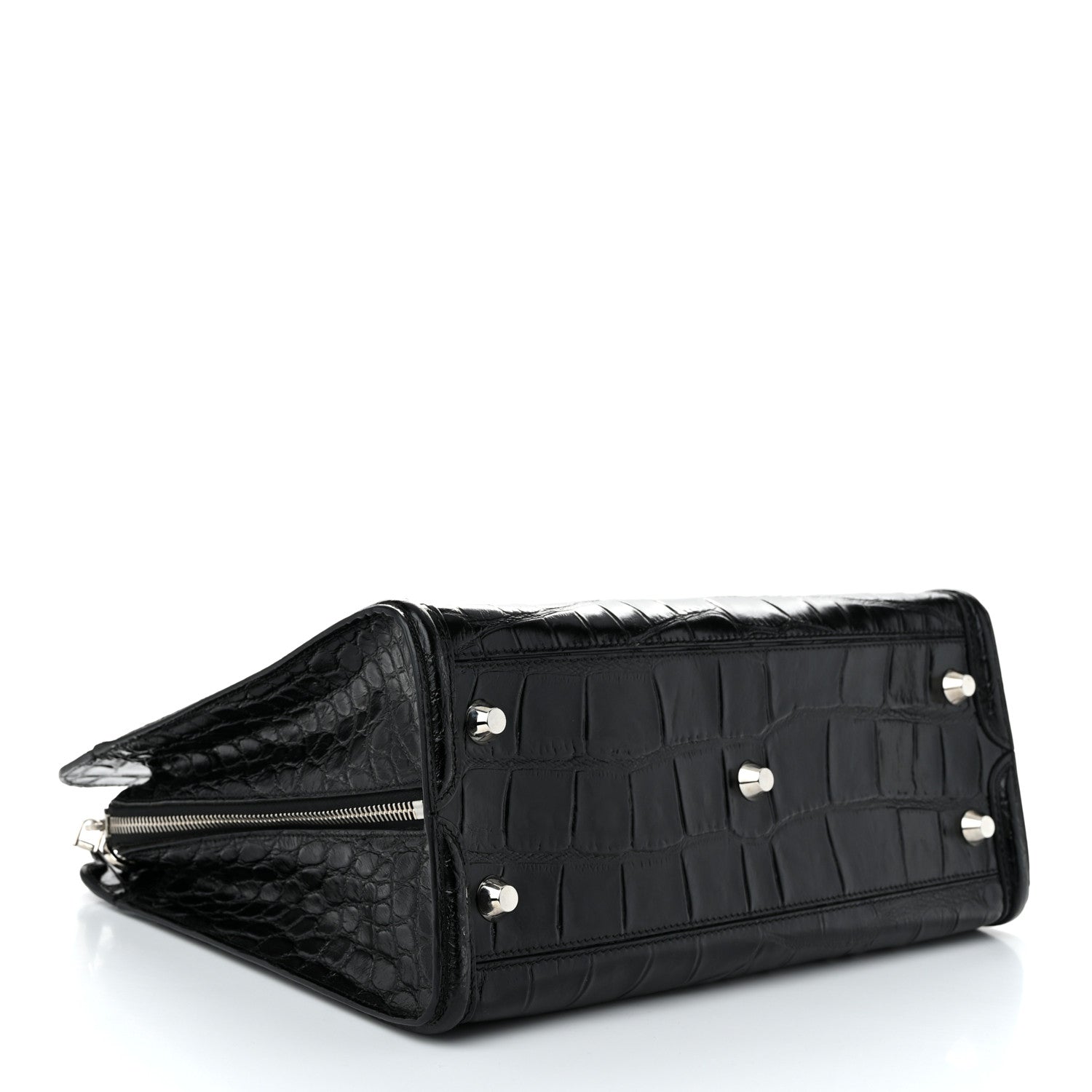 Alexander McQueen Calfskin Crocodile Embossed Tote Black 3 of 10