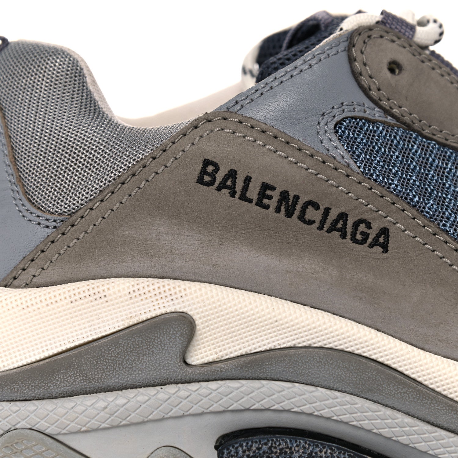 Balenciaga Fabric Mesh Mens Triple S Sneakers 41 Beige Bleu Gray 14 of 18