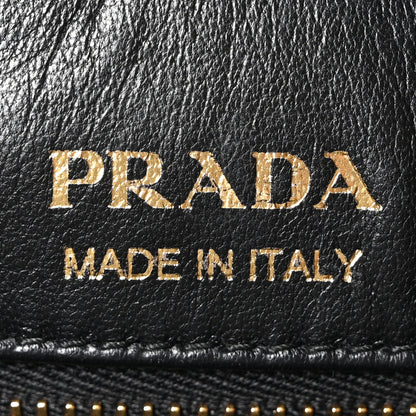 Prada Vitello Daino Soft Zippered Hobo Shoulder Bag Black 6 of 10