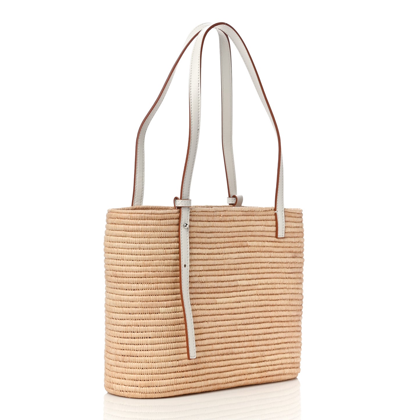 Raffia Square Basket Tote Bag Natural White