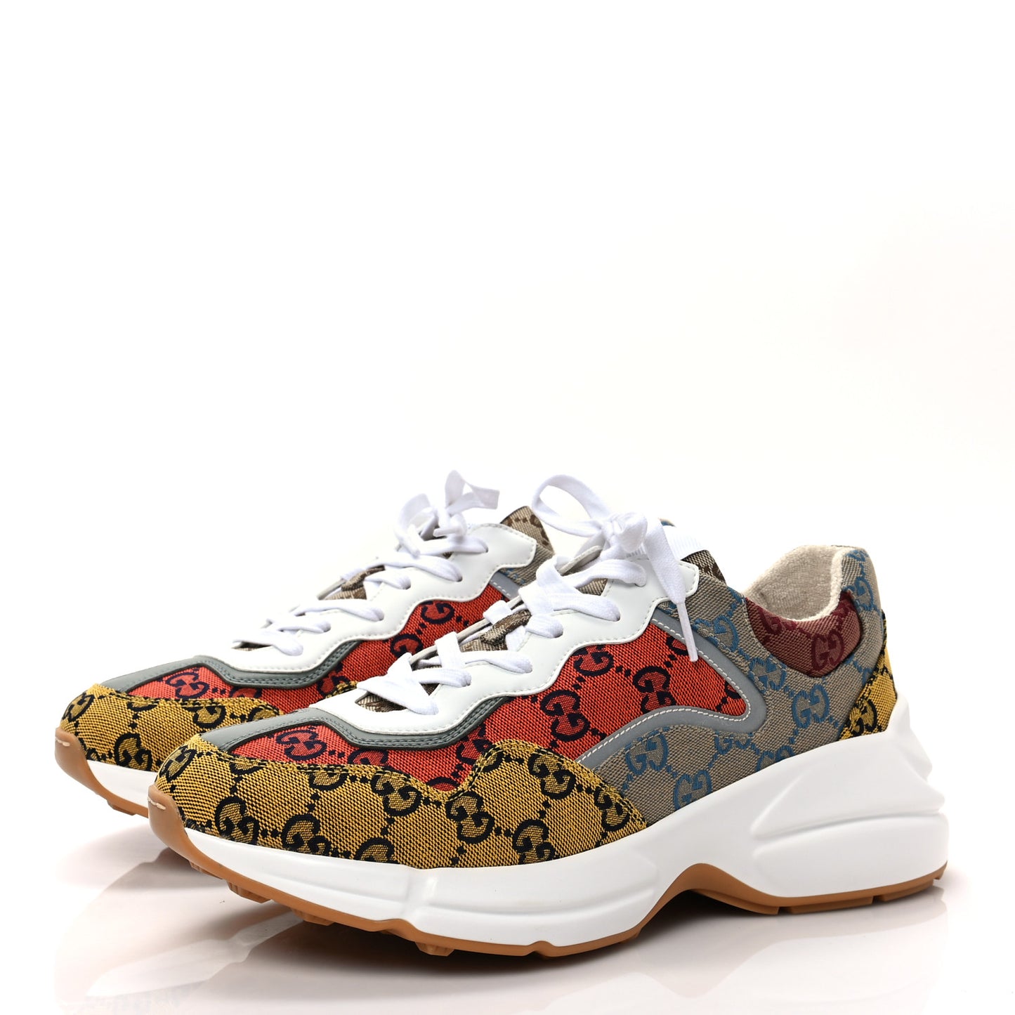Monogram Multicolor Mens Rhyton Sneakers 8.5 Yellow Blue Great White Tabasco