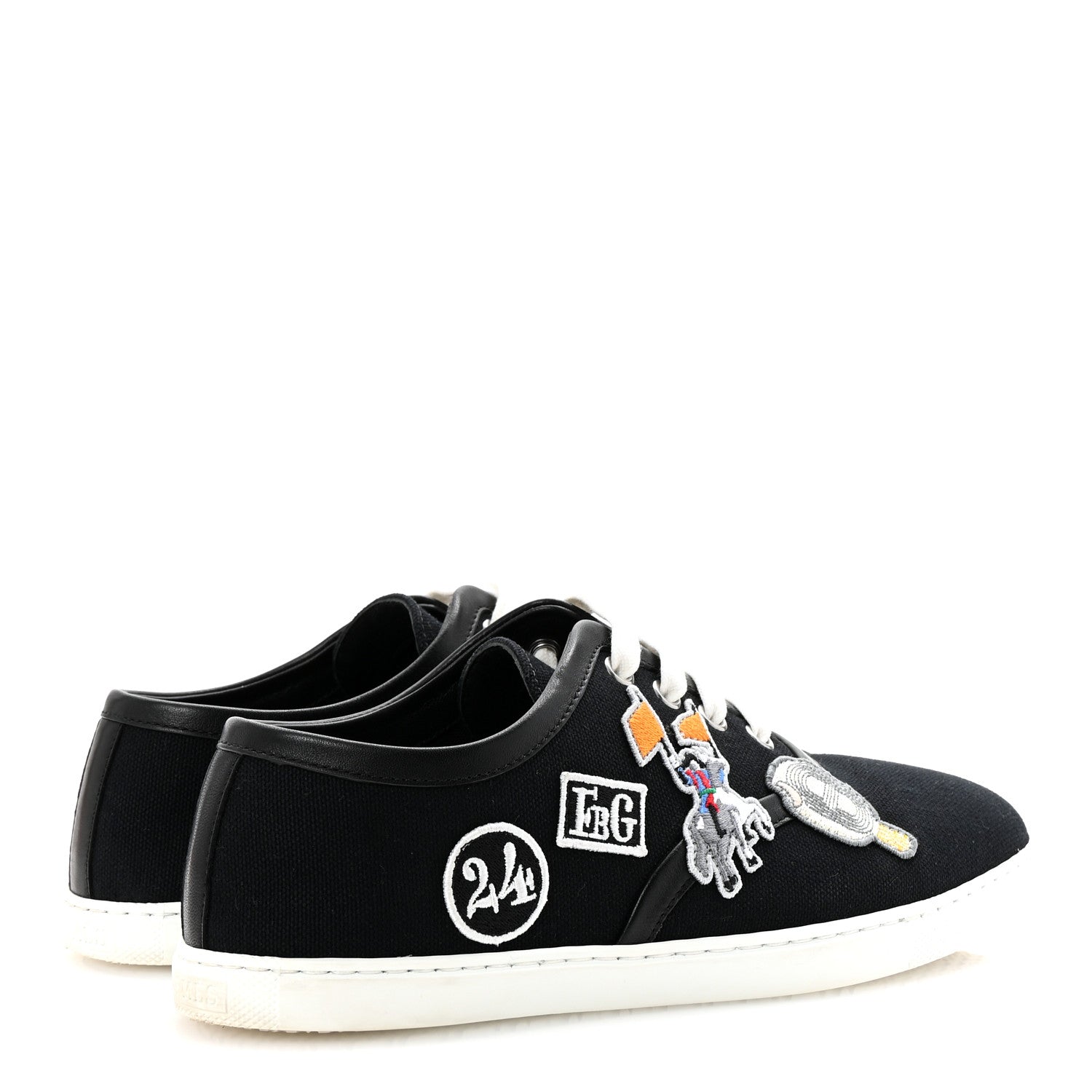 Hermes Canvas Embroidered Innocent Sneakers 37 Black 5 of 9
