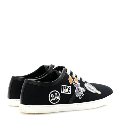 Hermes Canvas Embroidered Innocent Sneakers 37 Black 5 of 9