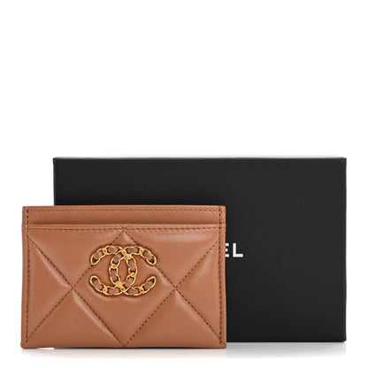 Chanel Lambskin Quilted Chanel 19 Card Holder Brown 9 of 9