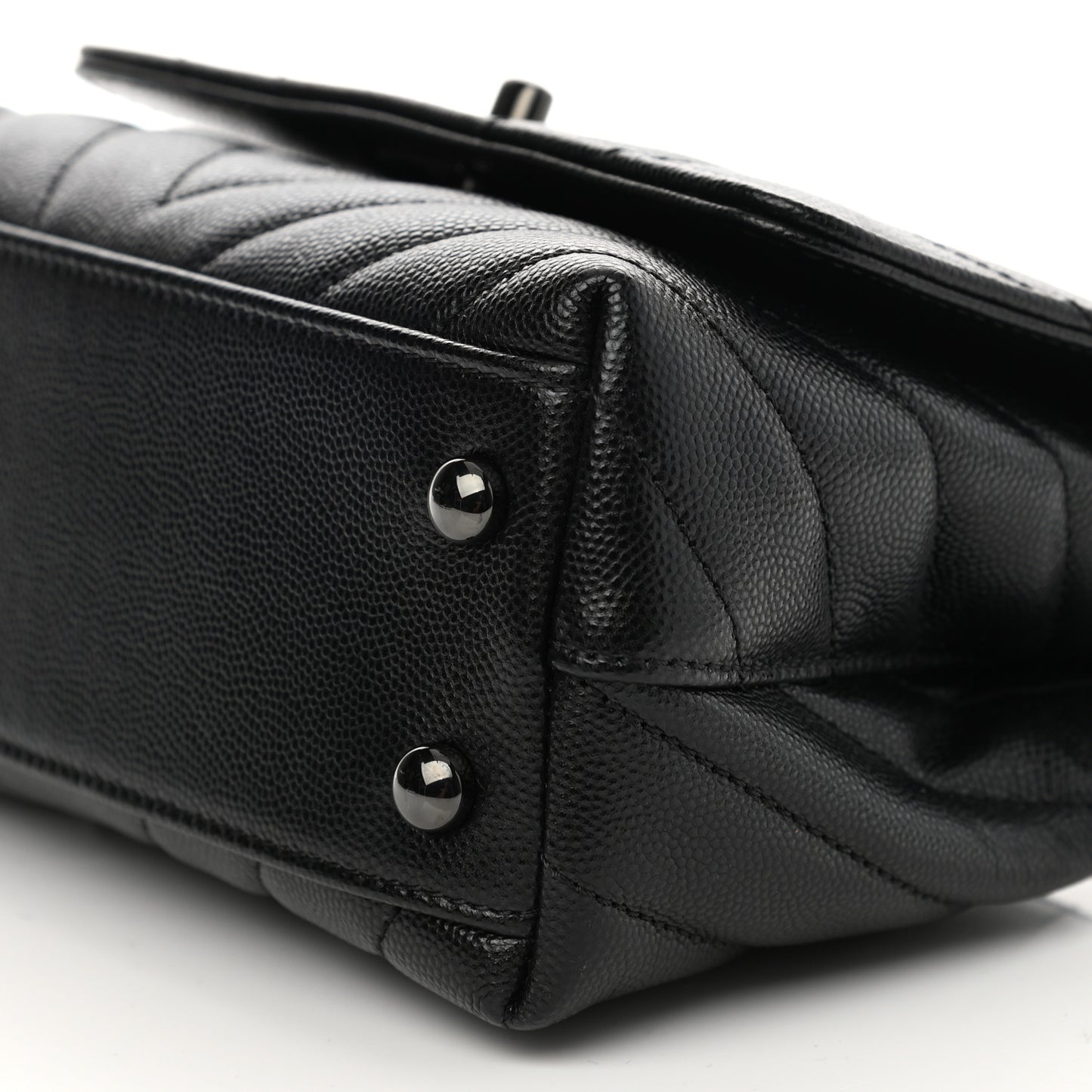 Caviar Chevron Quilted Extra Mini Coco Handle Flap So Black