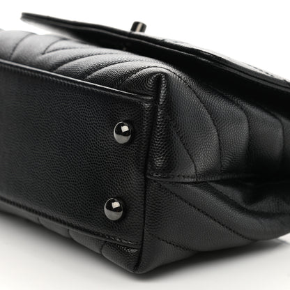 Chanel Caviar Chevron Quilted Extra Mini Coco Handle Flap So Black 10 of 10
