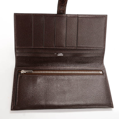 Hermes Matte Niloticus Crocodile Bearn Wallet Chocolate 6 of 9