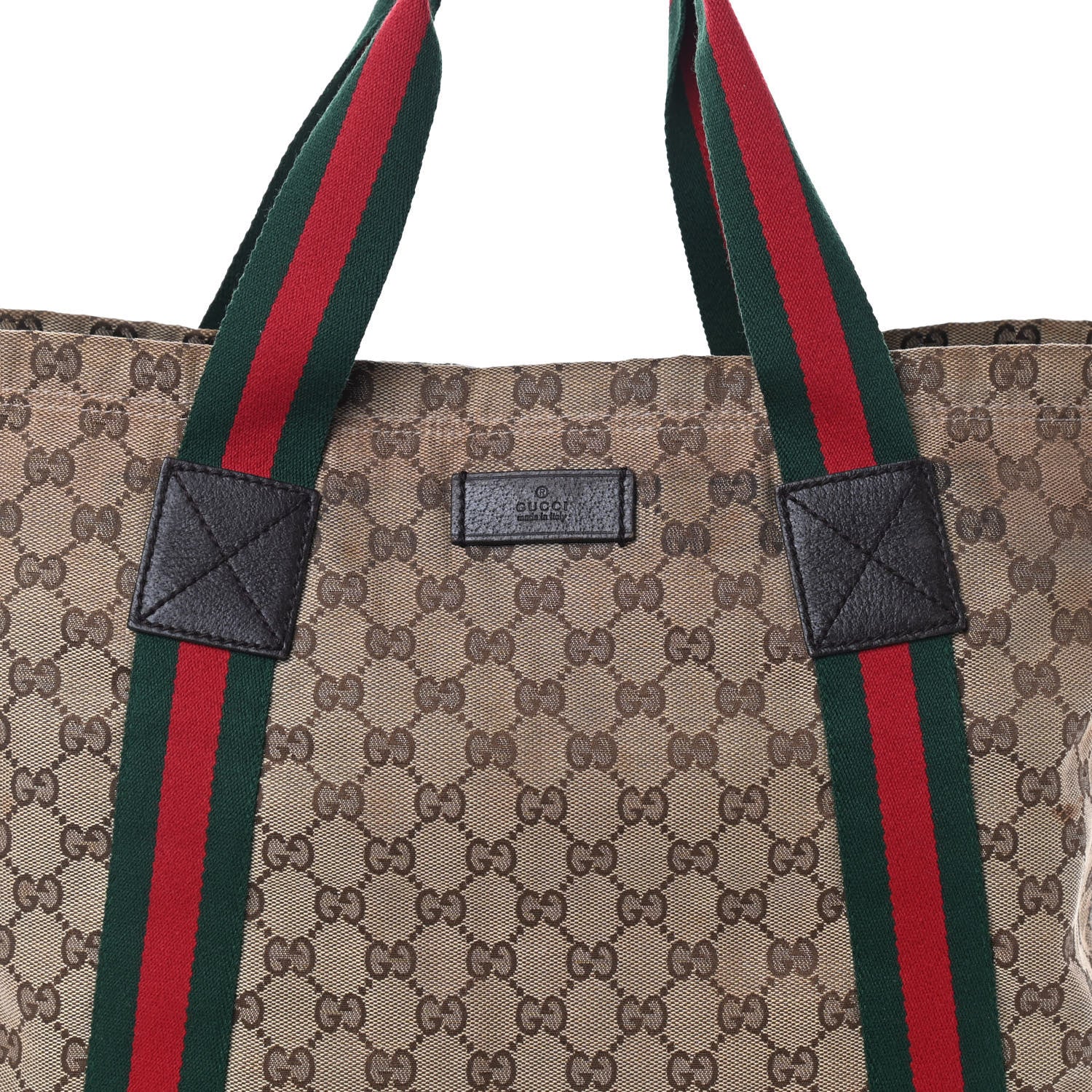 Gucci GG Monogram Medium Web Handle Vertical Tote Dark Brown 8 of 10