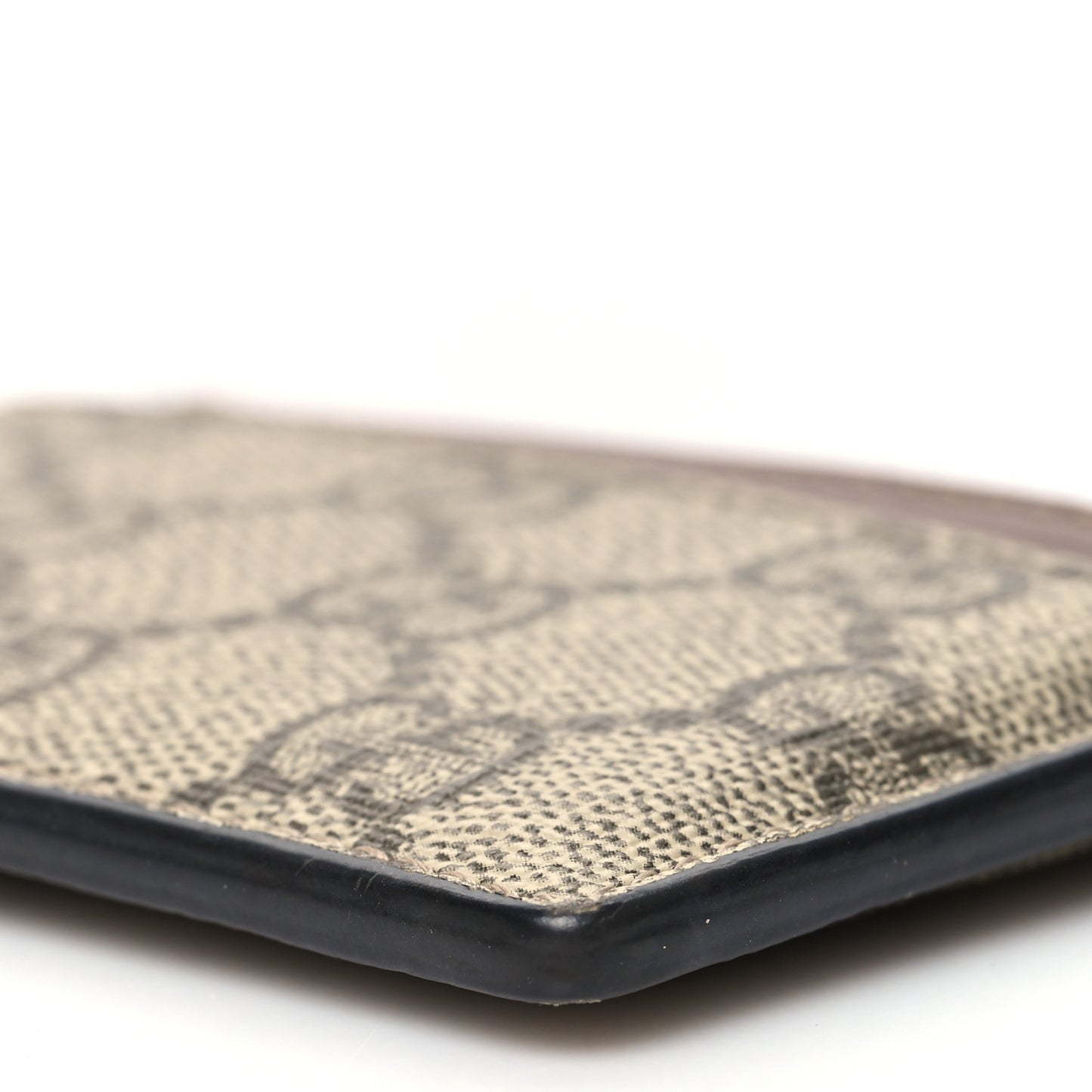GG Supreme Monogram Calfskin Card Holder Beige Ebony Cuir