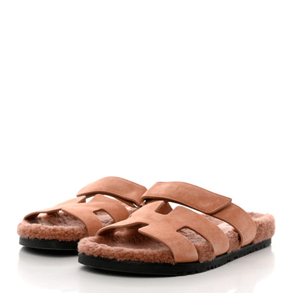 Hermes Suede Goatskin Woolskin Womens Chypre Sandals 41 Rose Aube 3 of 8