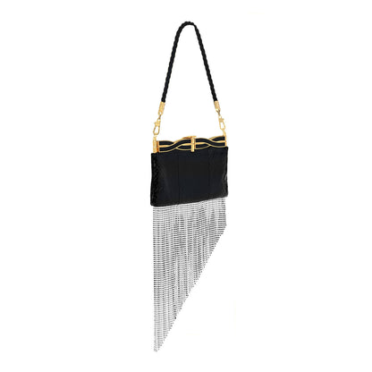 Gucci Snakeskin Crystal Fringe Broadway Evening Clutch Bag Black 3 of 10