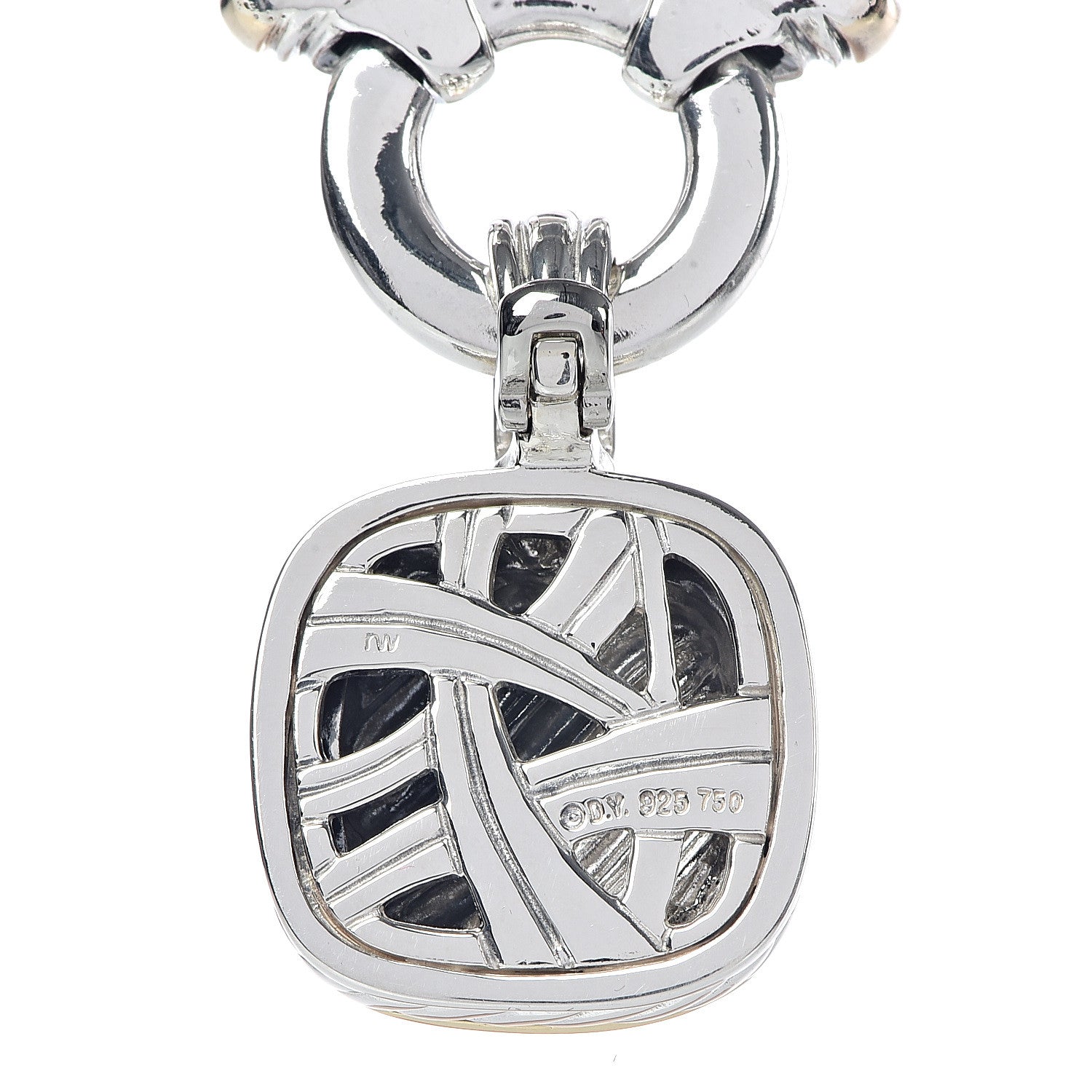 David Yurman Sterling Silver 18K Yellow Gold 14K Yellow Gold Double Wheat Chain Carved Cable Pendant Necklace 6 of 7