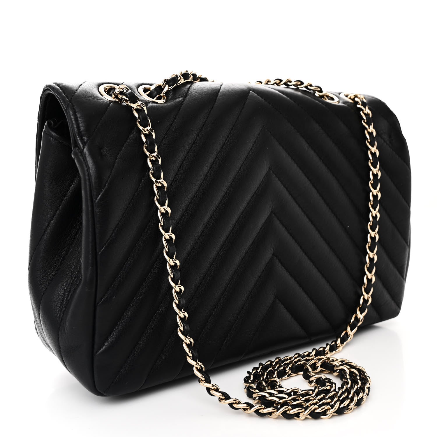 Chanel Calfskin Chevron Quilted Small Statement Flap Black 3 of 10