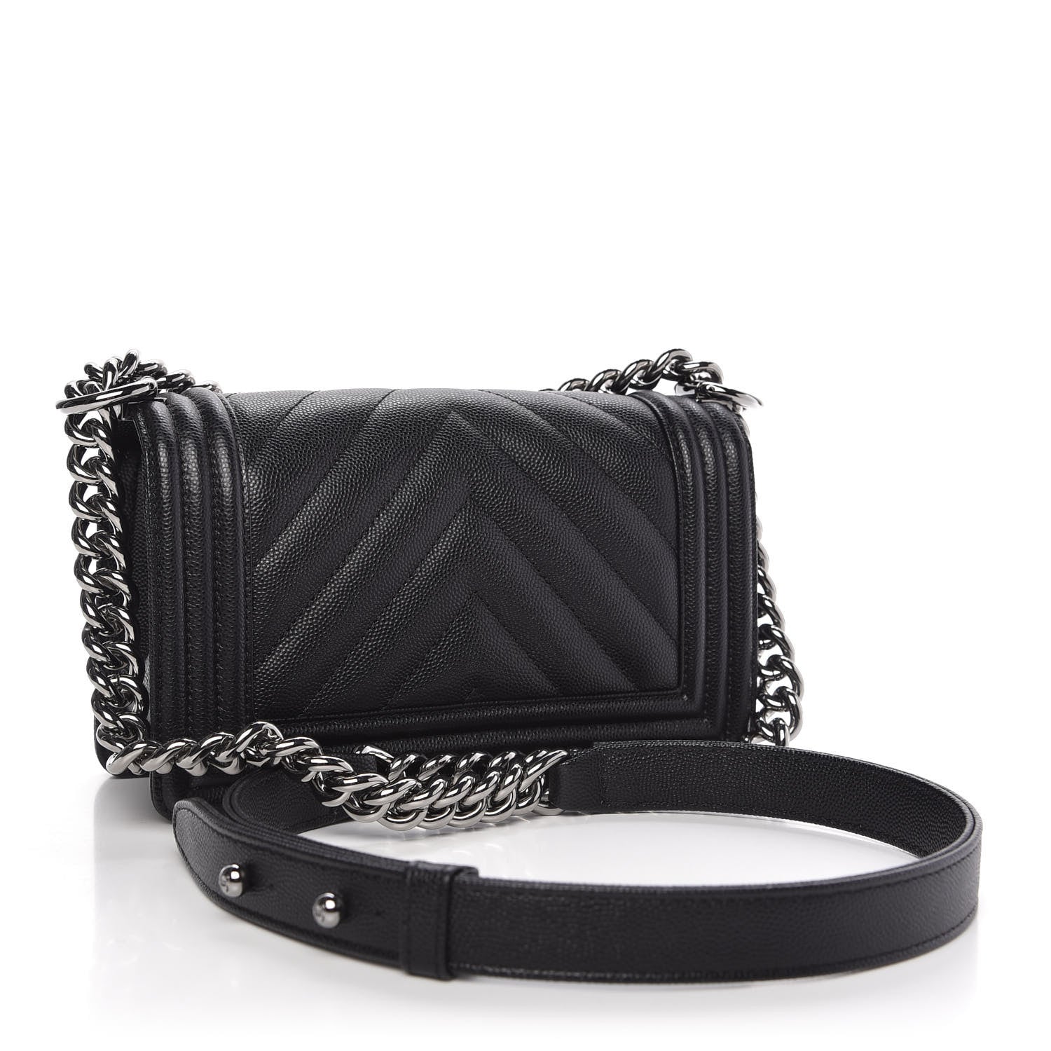 Chanel Caviar Chevron Quilted Small Boy Flap Black 3 of 10