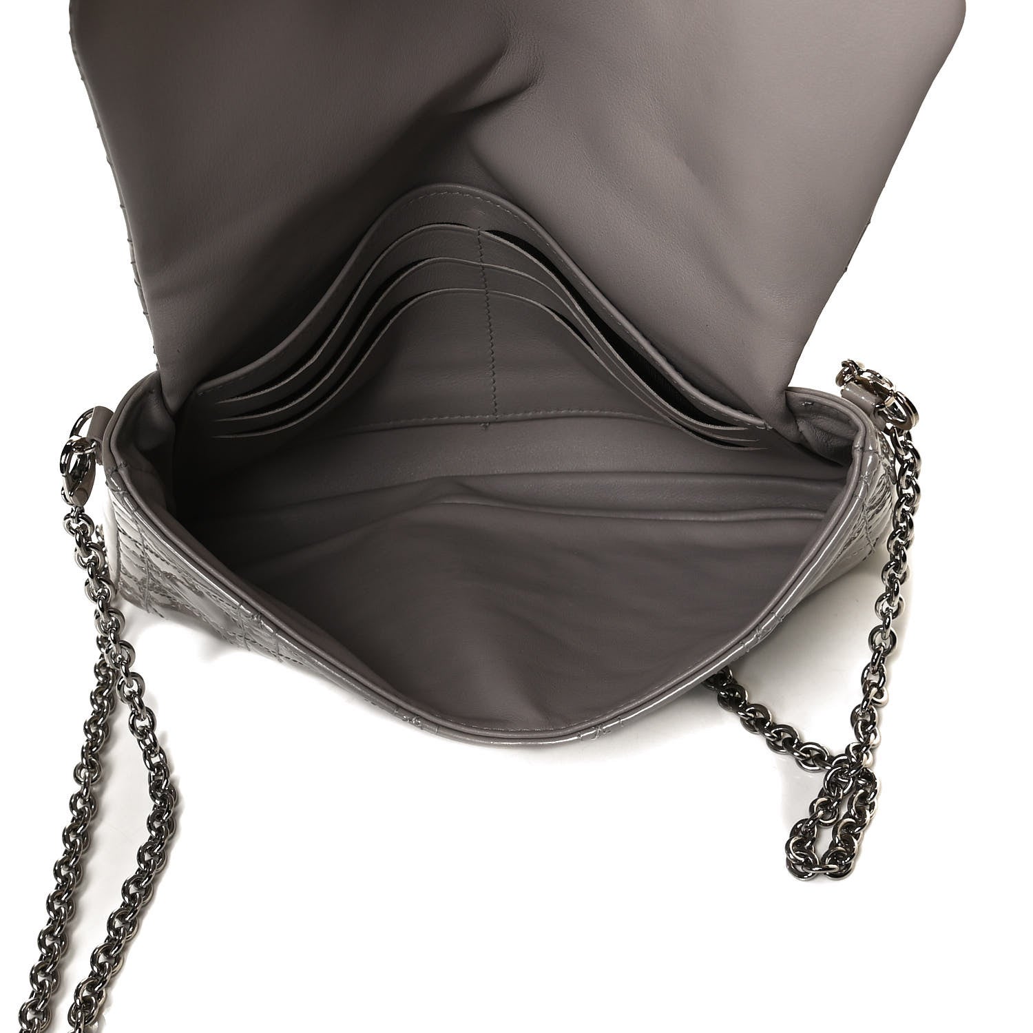 Christian Dior Patent Cannage New Lock Pouch Grey 5 of 13