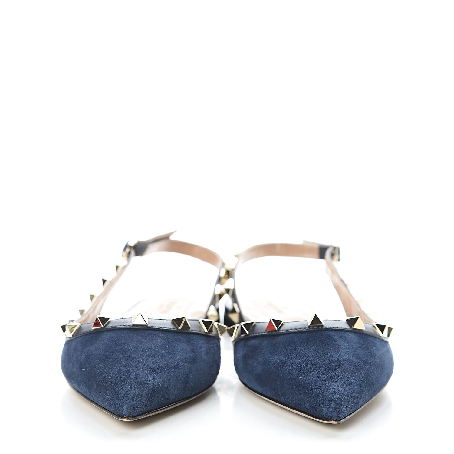 Valentino Garavani Suede Nappa Rockstud Slingback Flats 37 Marine 2 of 8