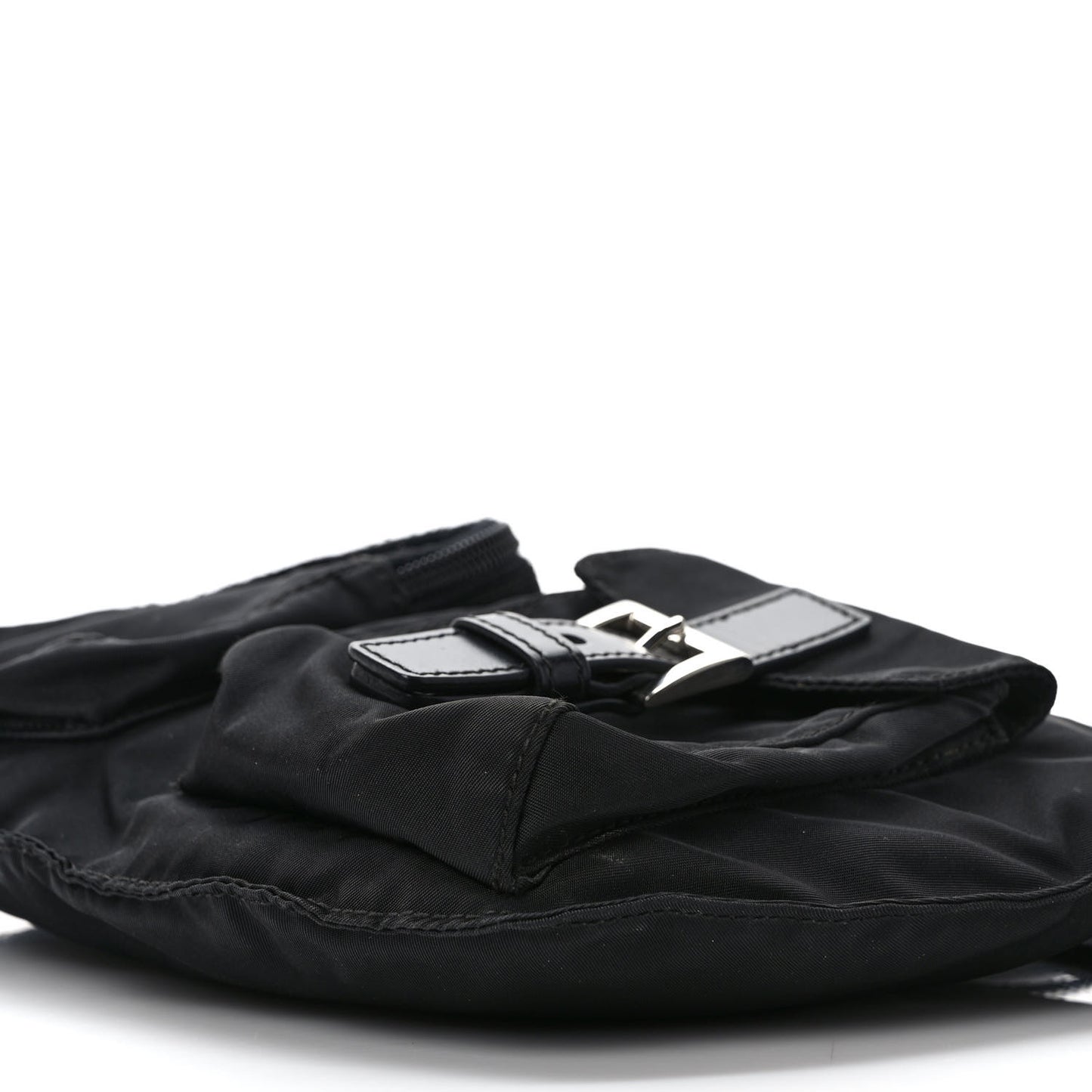 Tessuto Nylon Soft Calfskin Sling Belt Bag Black