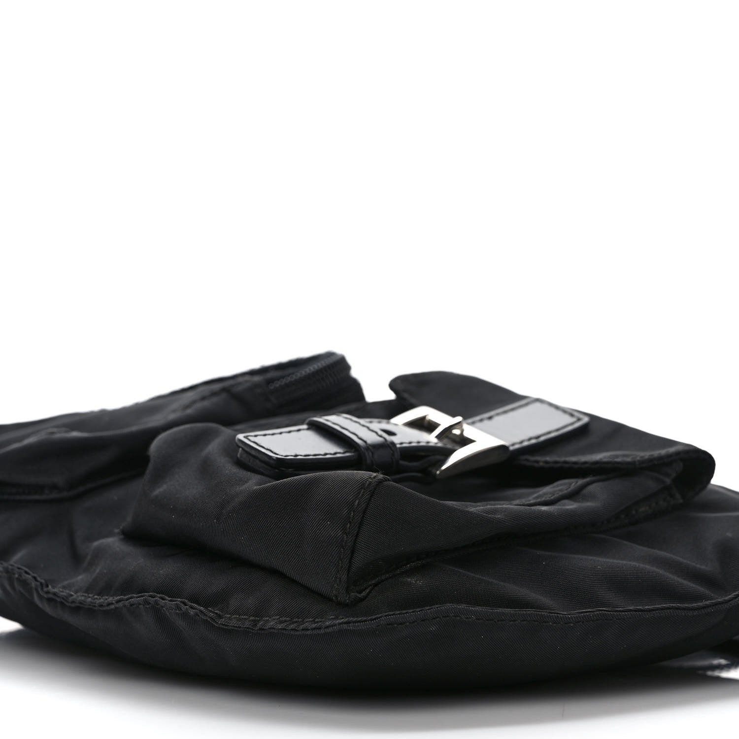 Prada Tessuto Nylon Soft Calfskin Sling Belt Bag Black 7 of 7