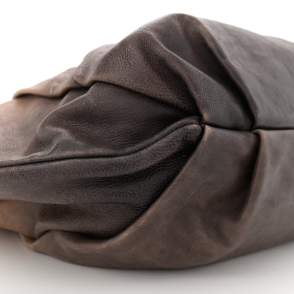 Prada Glace Calfskin Pleated Hobo Fumo Sfumato 8 of 9