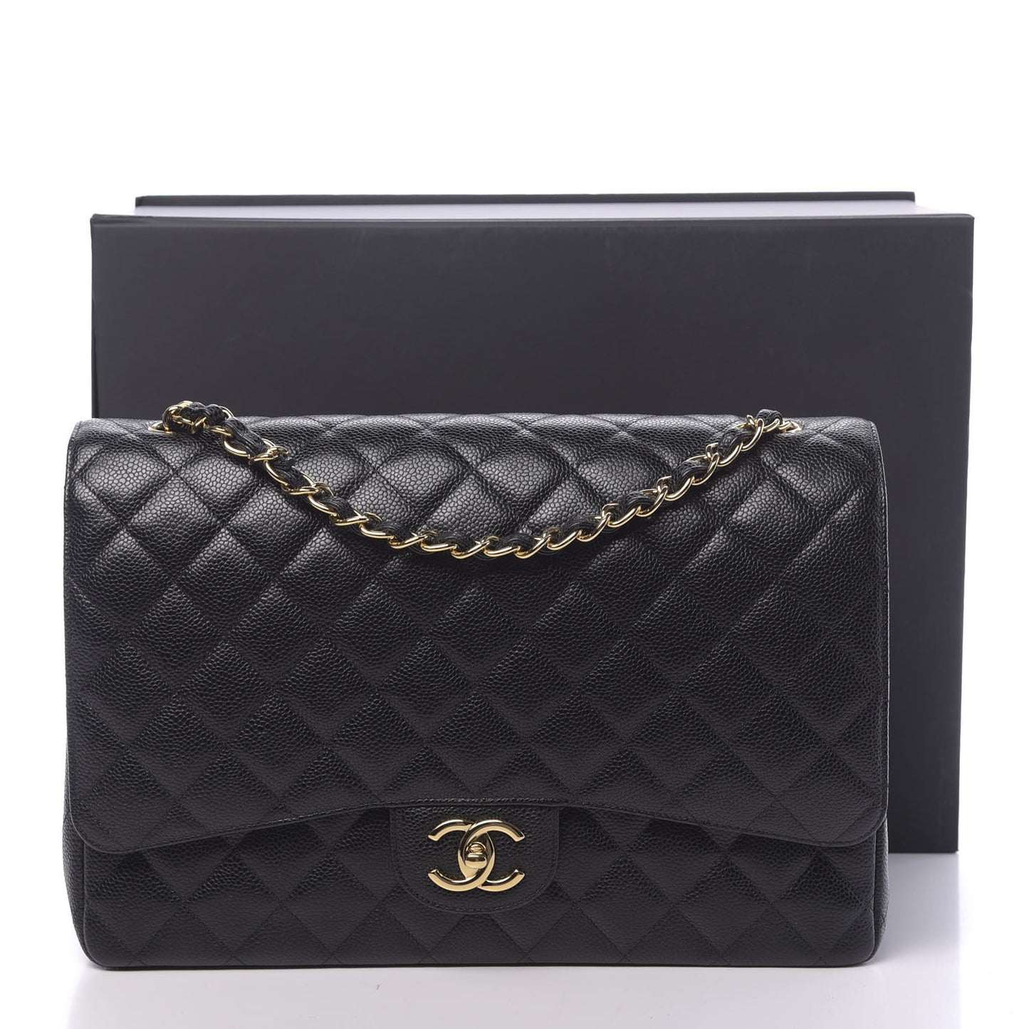 Caviar Quilted Maxi Double Flap Black