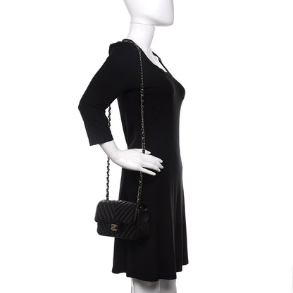 Chanel Lambskin Chevron Quilted Mini Rectangular Flap Black 2 of 21