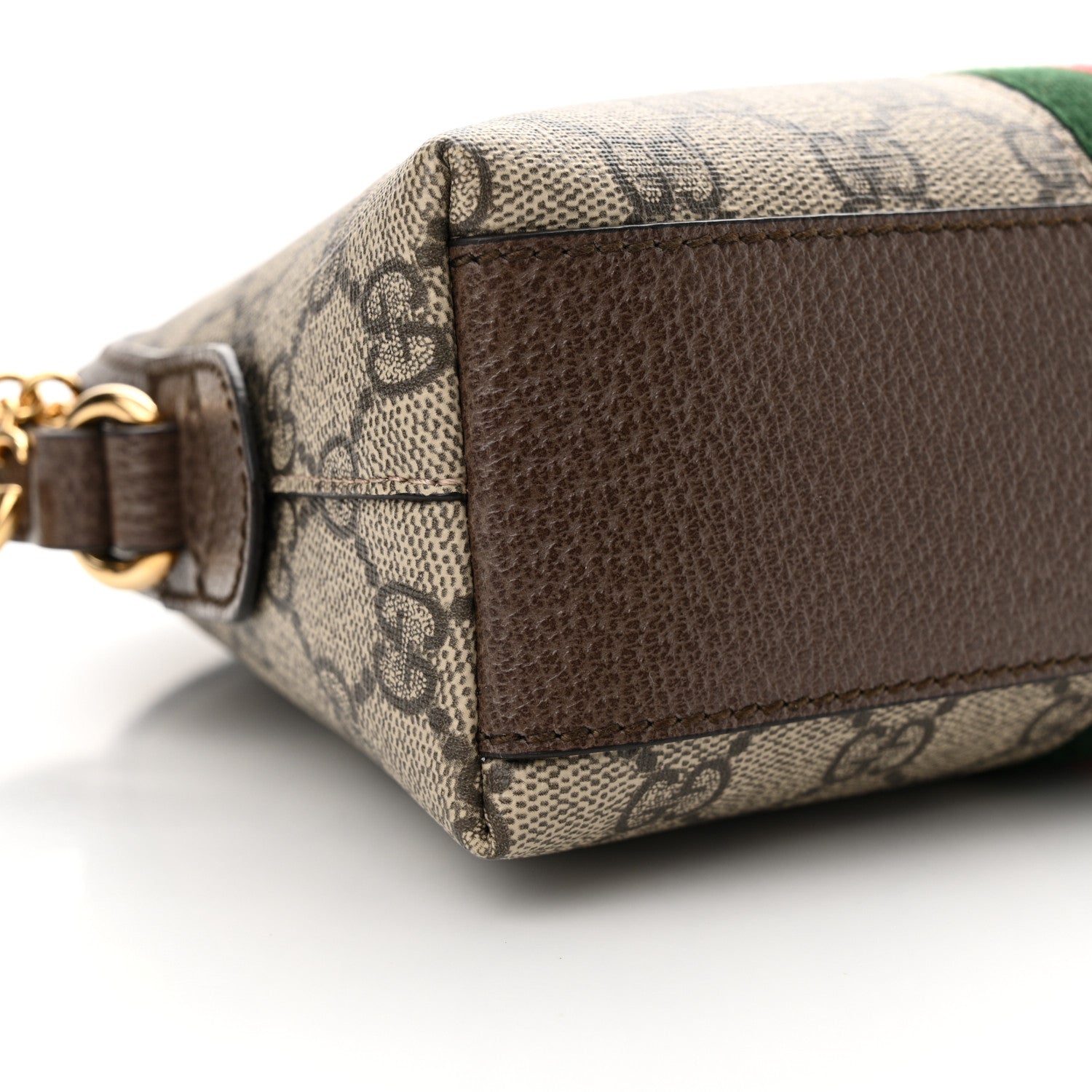 Gucci GG Supreme Monogram Textured Dollar Calfskin Web Small Ophidia Dome Shoulder Bag Beige Ebony New Acero 9 of 11