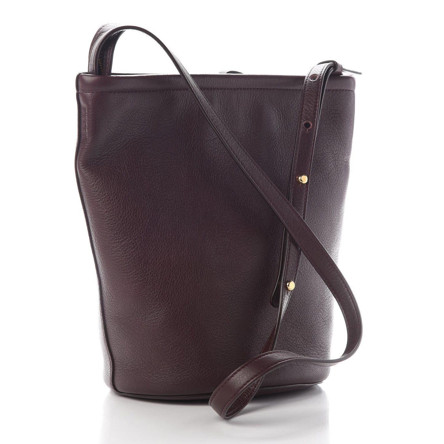 Pebbled Calfskin Zip Bucket Bag Eggplant