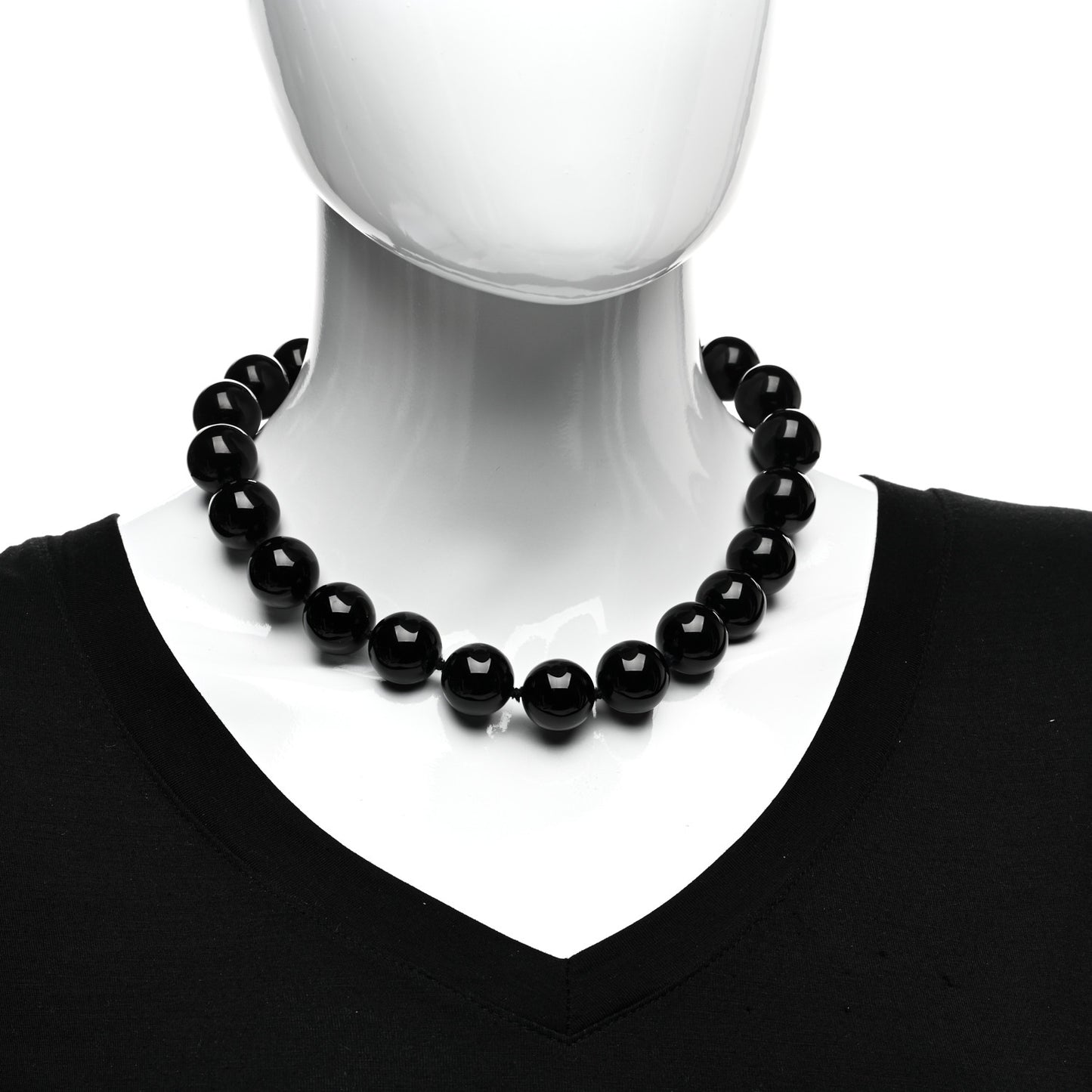 Sterling Silver Black Onyx 18mm Paloma Picasso Bead Necklace
