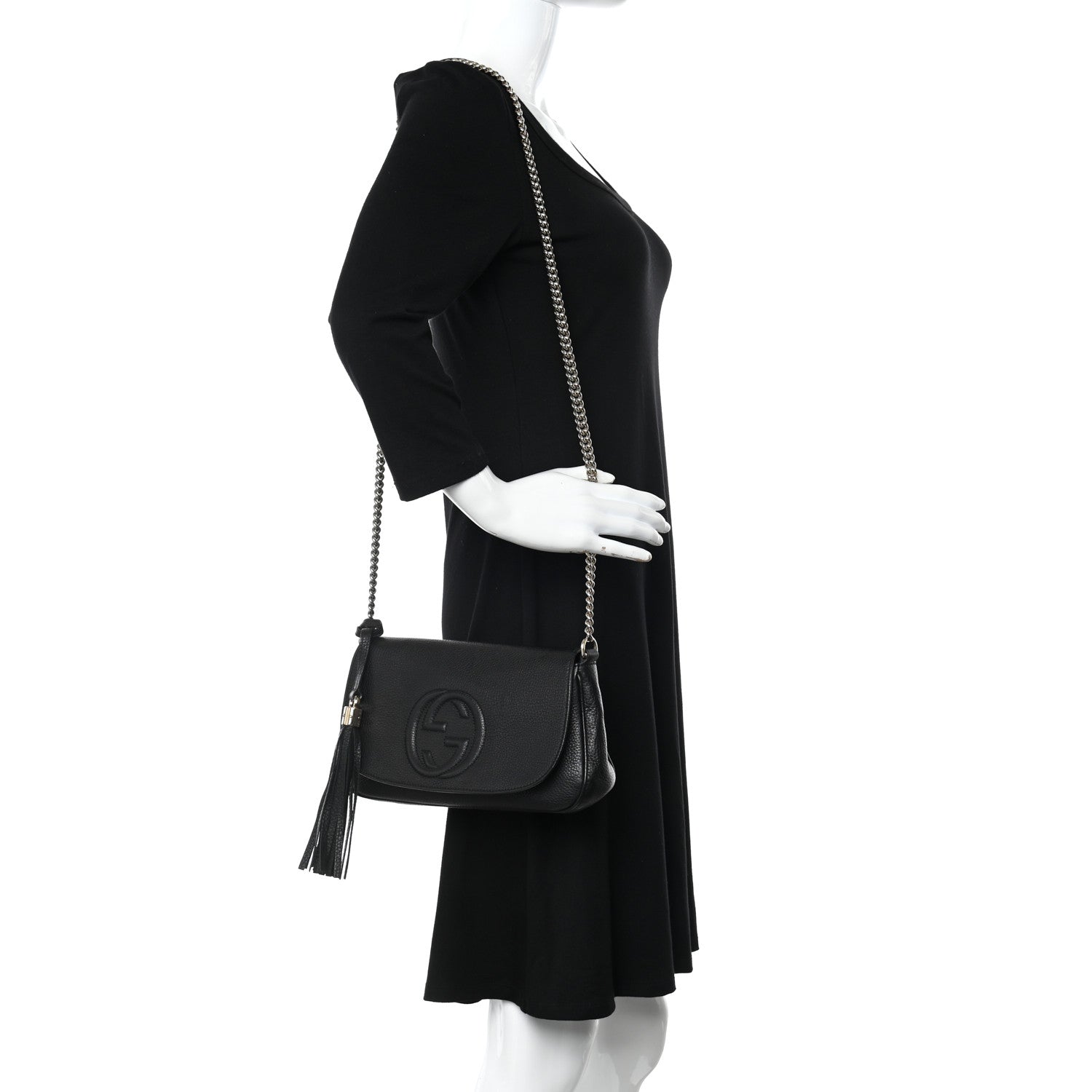 Gucci Pebbled Calfskin Medium Soho Flap Crossbody Black 2 of 17