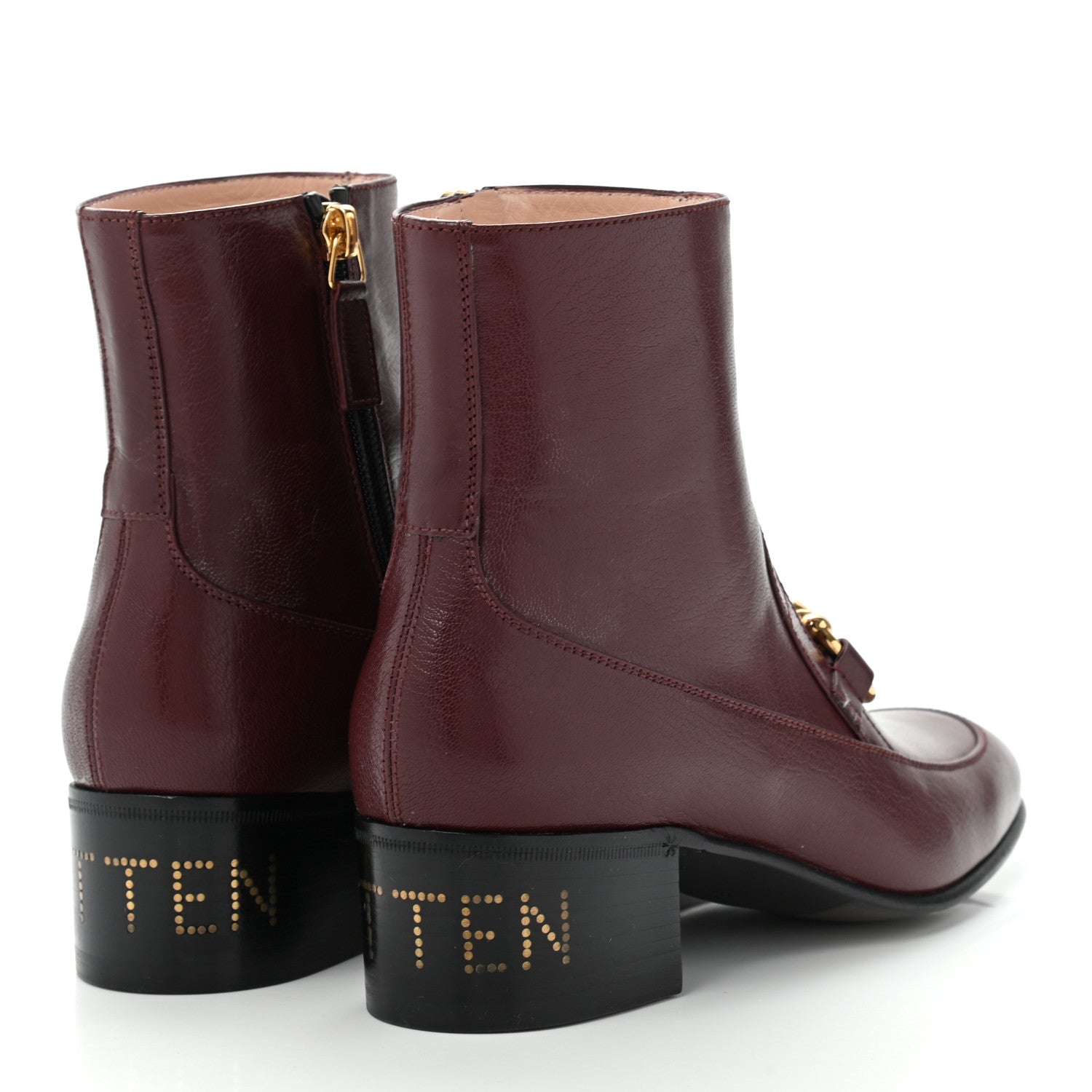 Gucci Goatskin Kitten Chain Horsebit Ankle Boots 37 Bordeaux 4 of 18