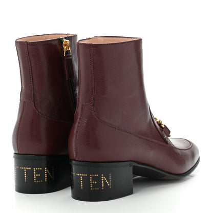 Gucci Goatskin Kitten Chain Horsebit Ankle Boots 37 Bordeaux 4 of 18