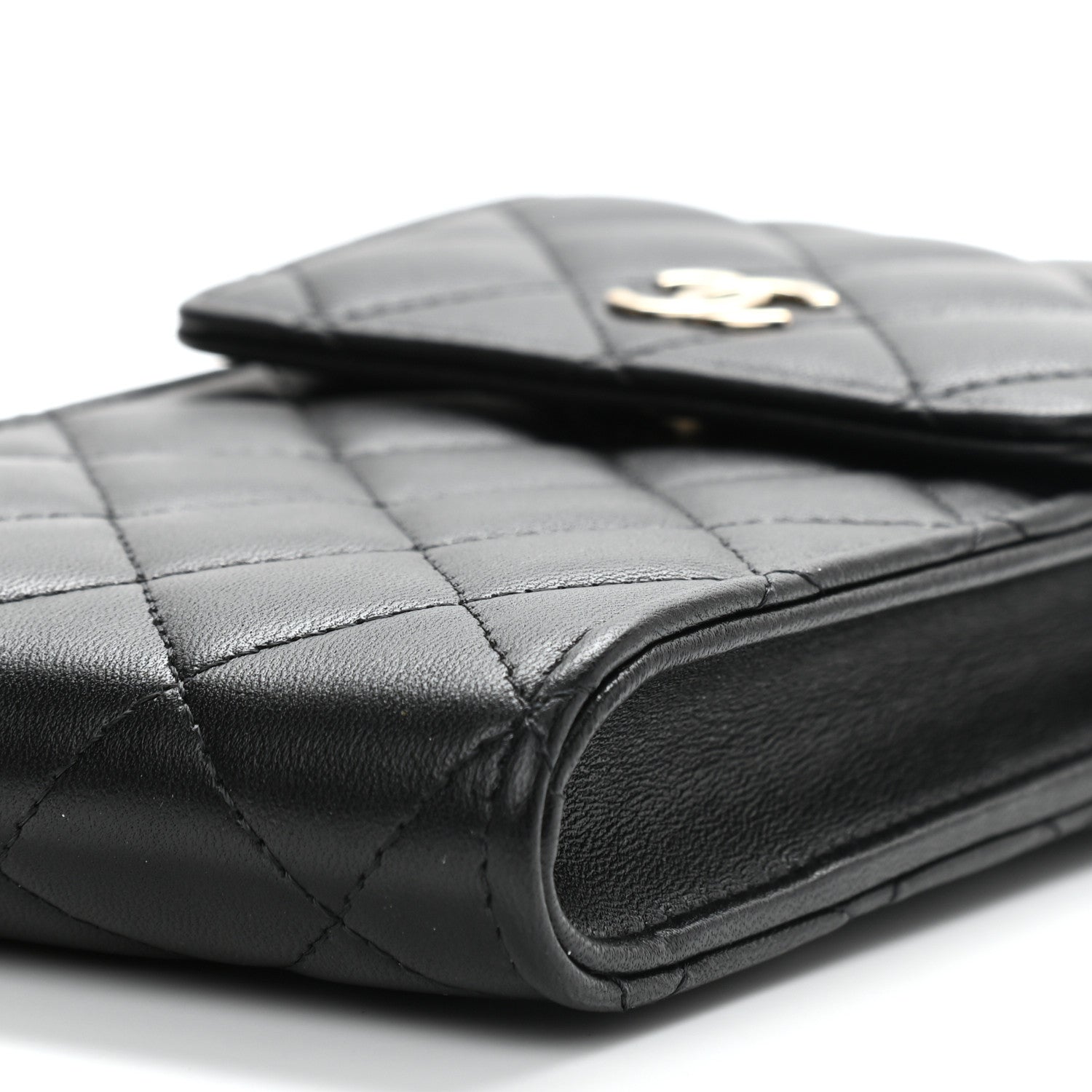 Chanel Lambskin Quilted Pearl Phone Holder With Chain Black 11 of 12