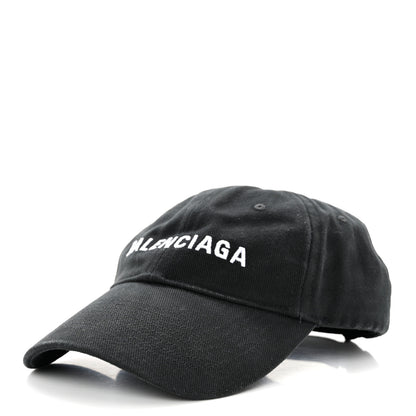 Balenciaga Cotton Logo Classic Baseball Cap 58 L Black White 1 of 8