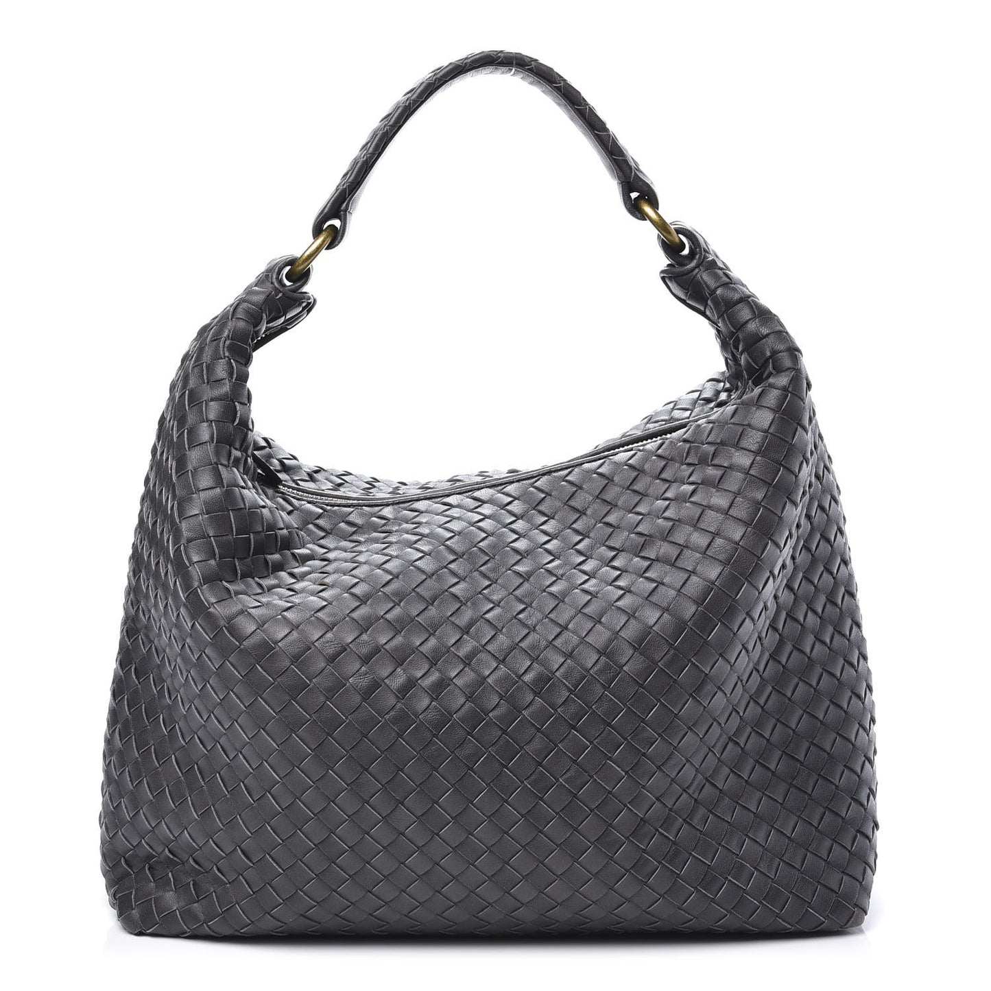 Nappa Intrecciato Pyramid Hobo Ferro Gray