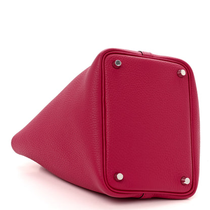 Hermes Taurillon Clemence Swift Eclat Picotin Lock 18 PM Framboise Rouge Sellier 3 of 9