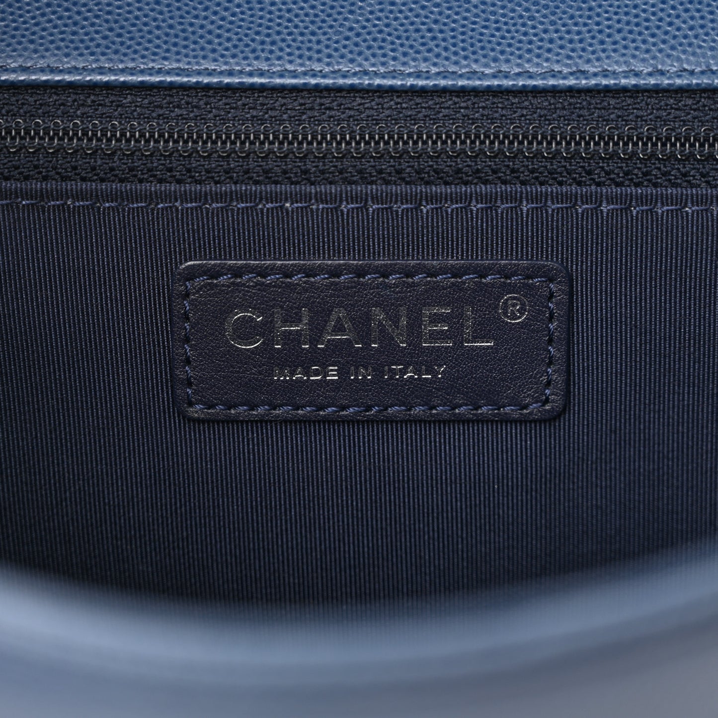 Caviar Macro Chevron Single Flap Blue