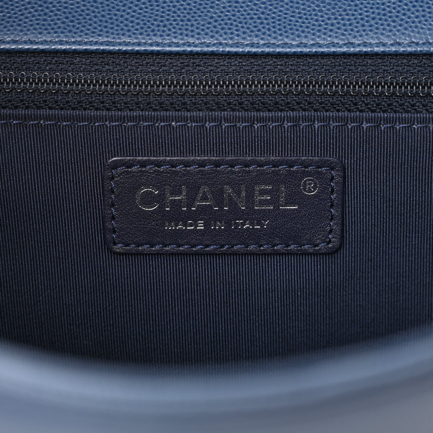 Chanel Caviar Macro Chevron Single Flap Blue 7 of 18
