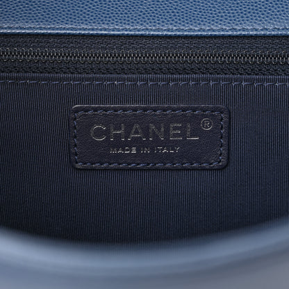Chanel Caviar Macro Chevron Single Flap Blue 7 of 18
