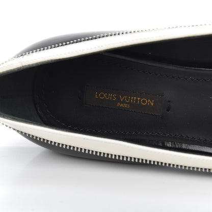 Louis Vuitton Patent Calfskin Zipper Ballerina Flats 37.5 Black White 6 of 17