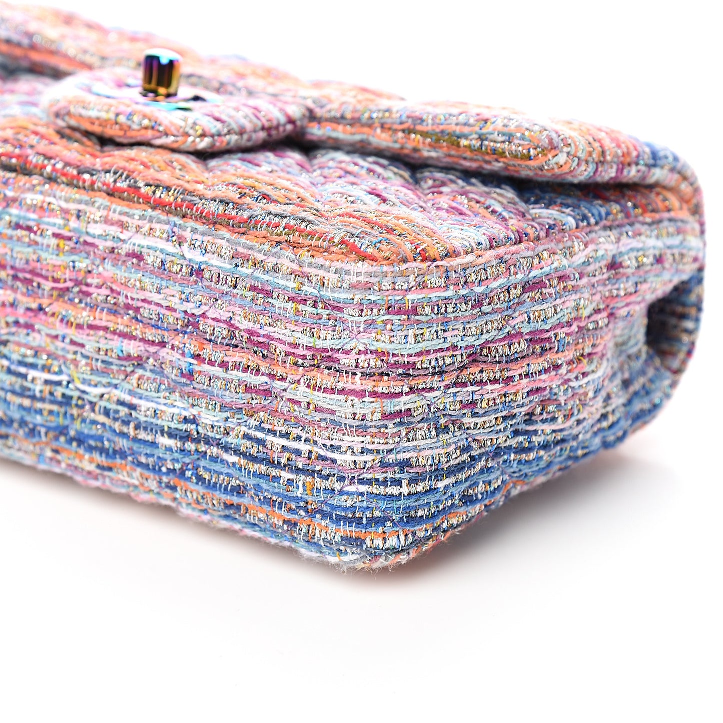 Tweed Quilted Mini Rectangular Flap Blue Pink Orange
