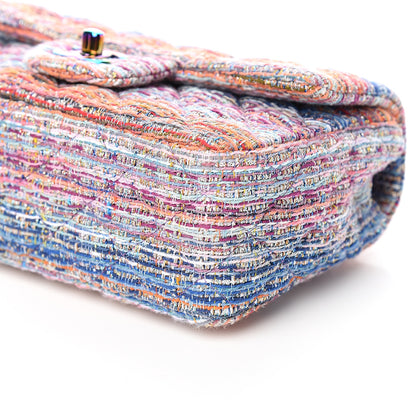 Chanel Tweed Quilted Mini Rectangular Flap Blue Pink Orange 8 of 10