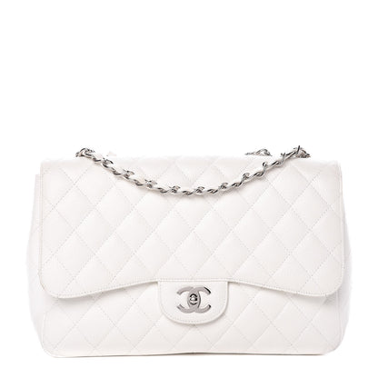Chanel Caviar Quilted Jumbo Single Flap White 1 of 14