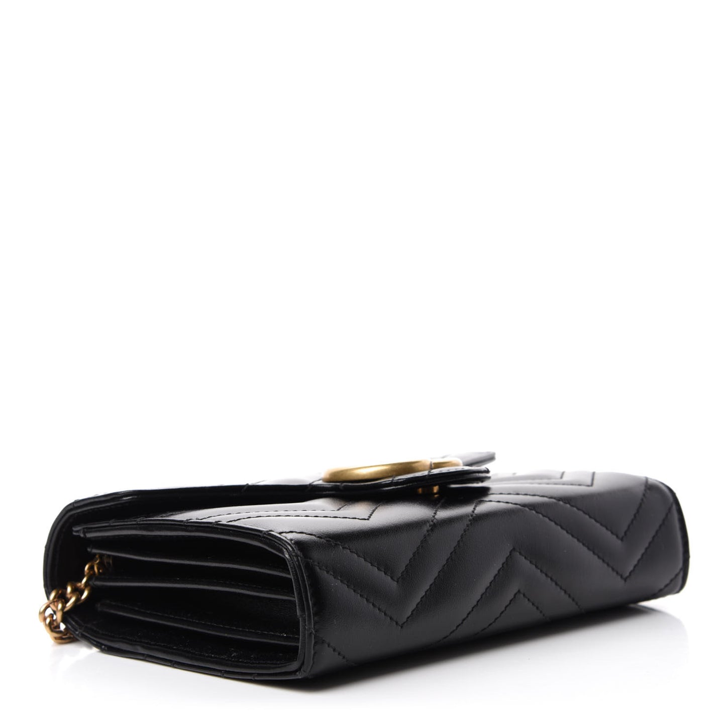 Calfskin Matelasse GG Marmont Chain Wallet Black