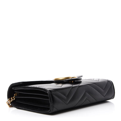 Gucci Calfskin Matelasse GG Marmont Chain Wallet Black 4 of 11