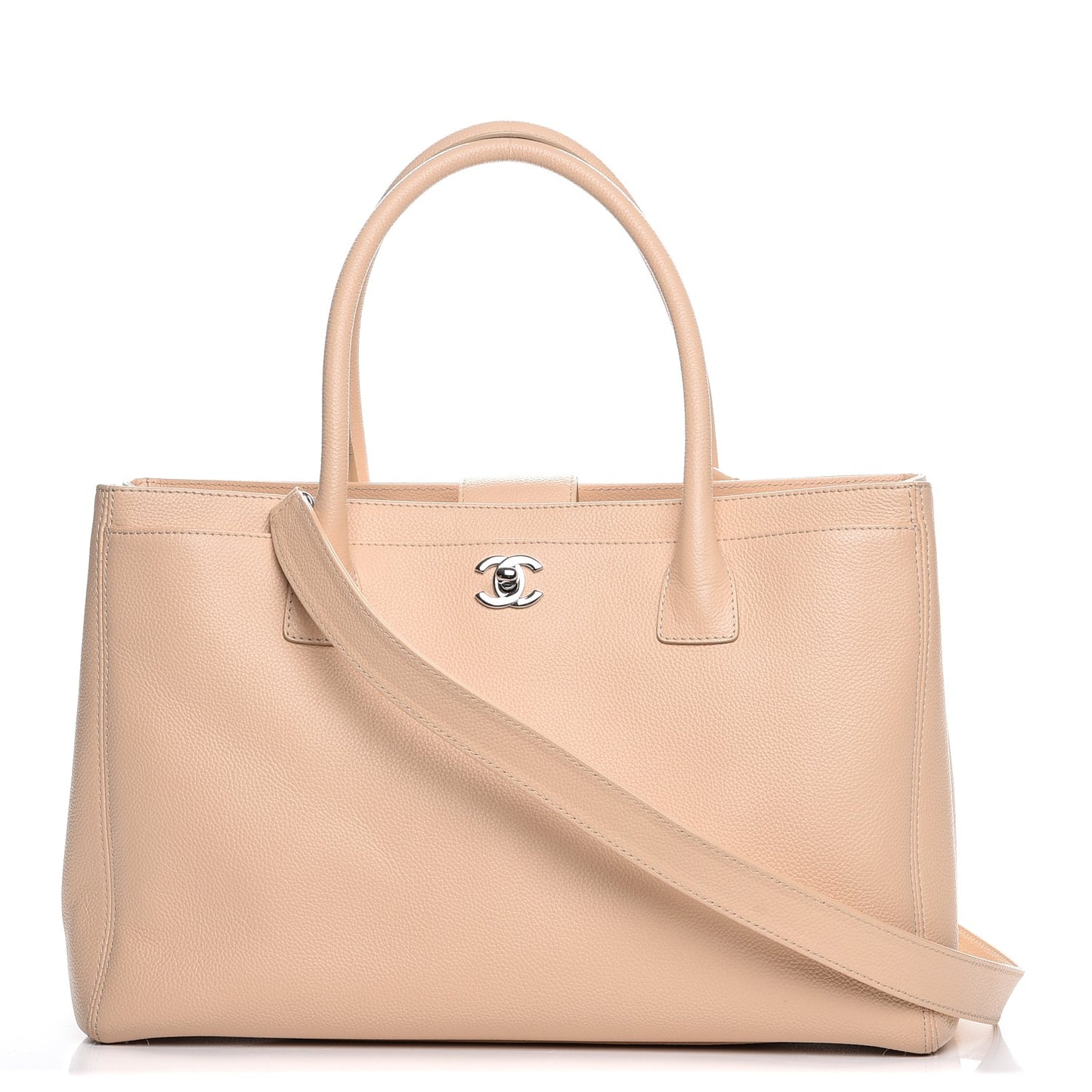 Calfskin Cerf Executive Shopper Tote Beige Clair