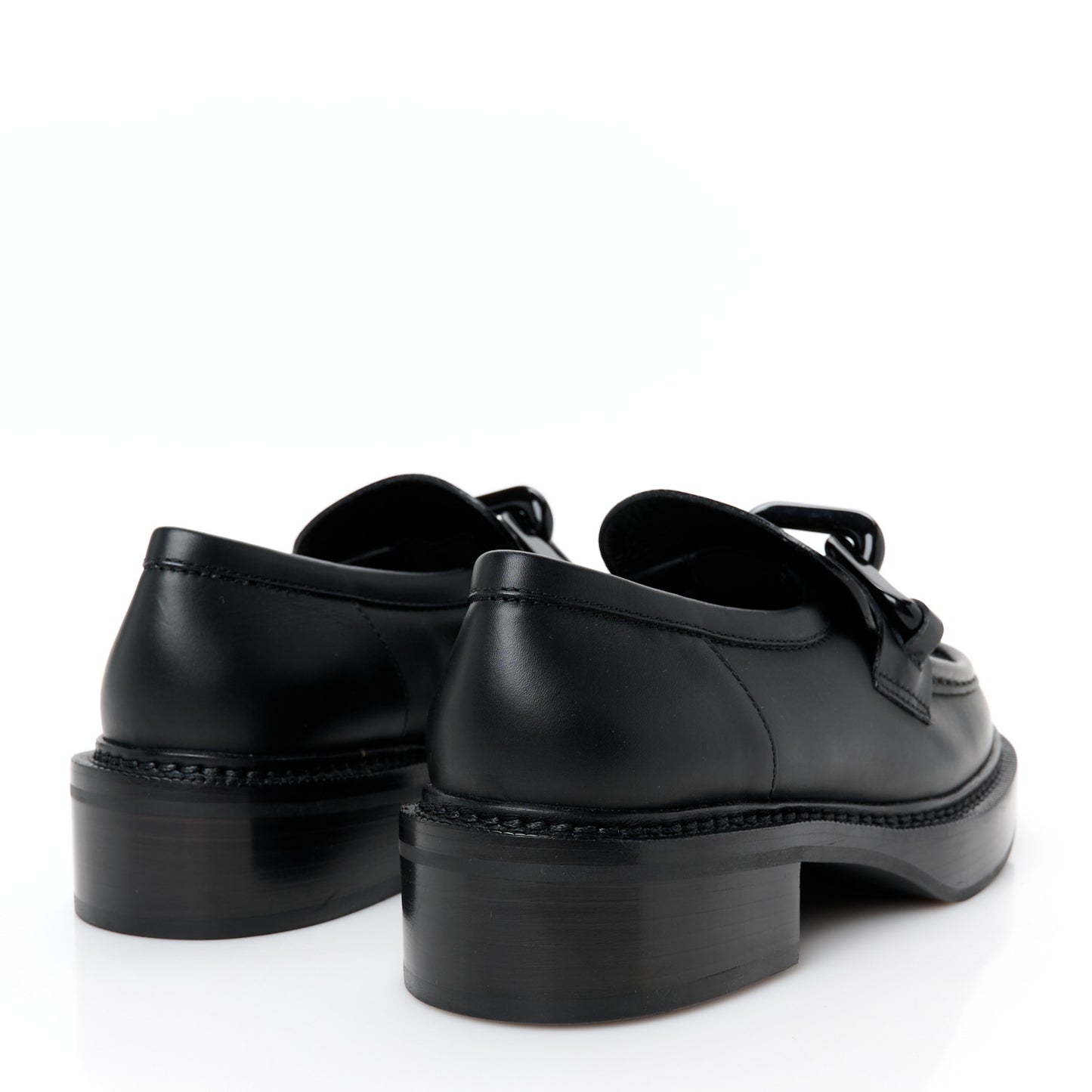 Calfskin Oversized Chain Academy Loafers 37 Black