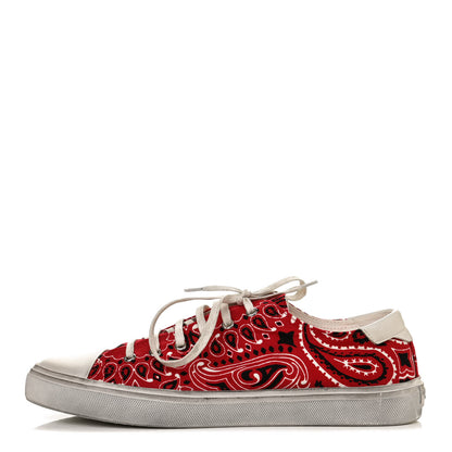 Saint Laurent Canvas Bandana Print Bedford Low Top Sneakers 41 Red 1 of 10